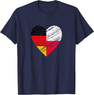 Polen Deutschland Herz Deutschland Flagge Polnische Flagge Liebe Herz T-Shirt - T-Shirt | Navy