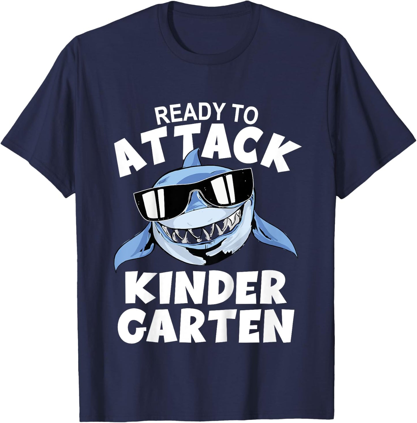 Ready To Attack Kindergarten Shark T-Shirt - T-Shirt | Navy
