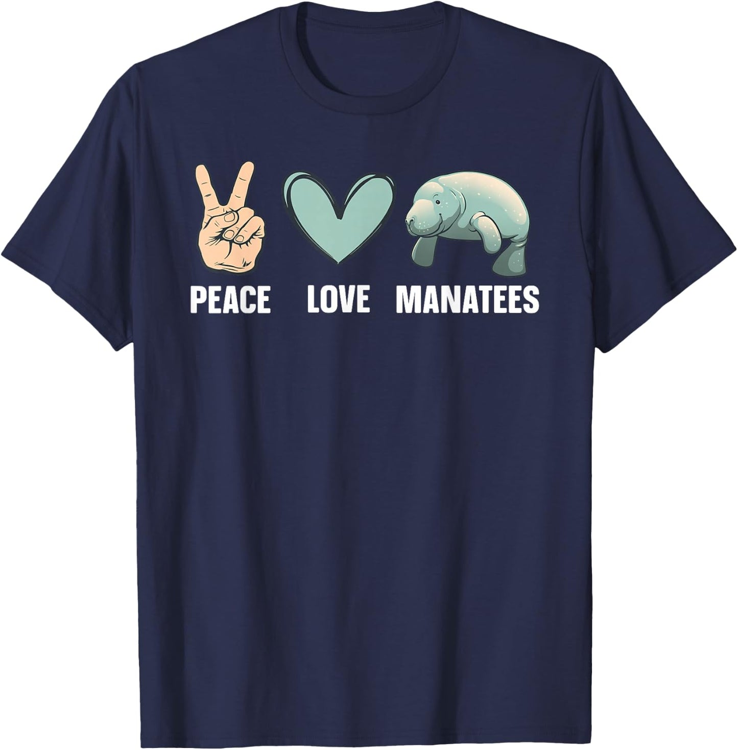 Cute Manatee Design Women Kids Sea Cow Manatee Lover T-Shirt - T-Shirt | Navy