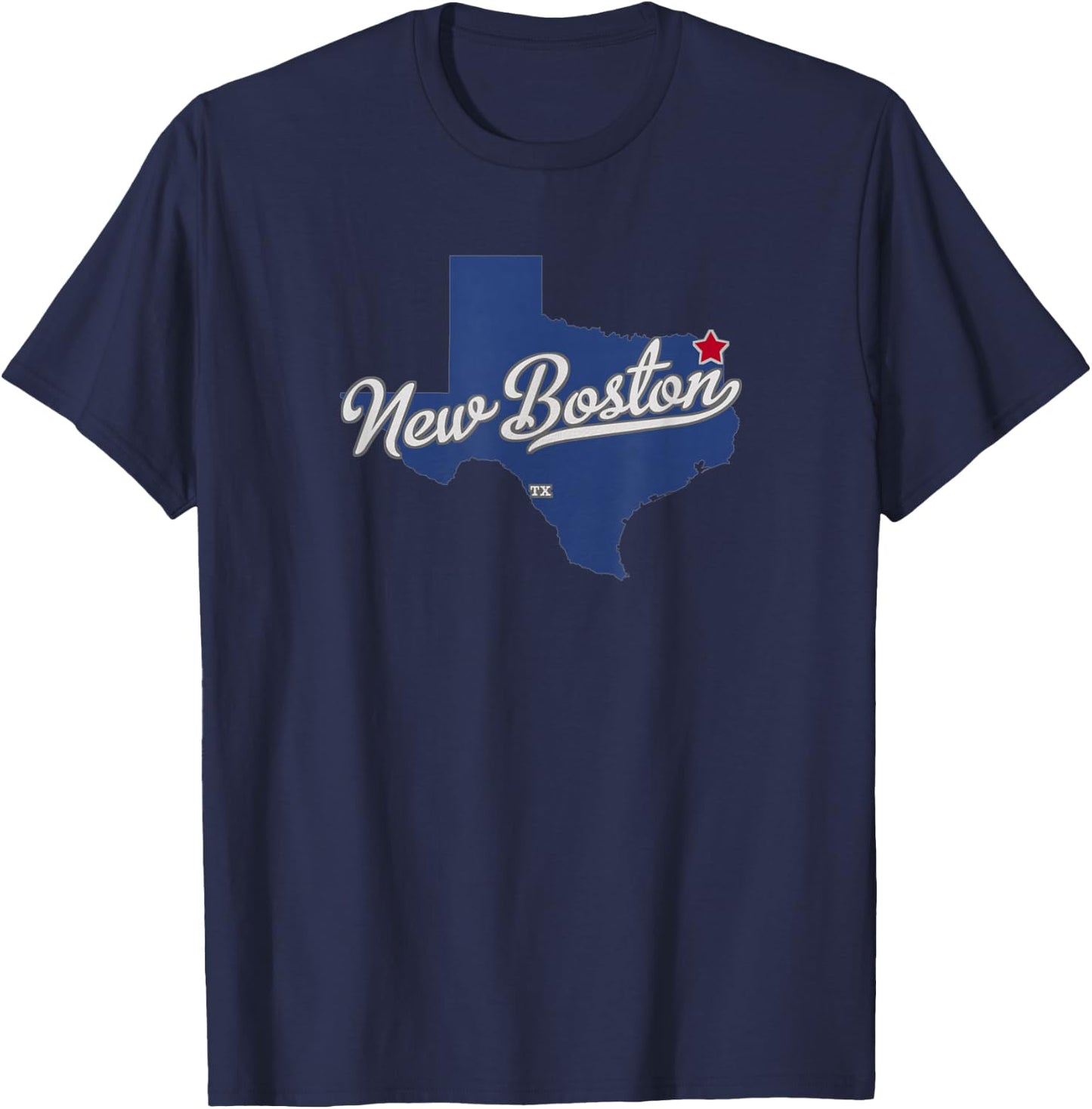 New Boston Texas TX Map T-Shirt - T-Shirt | Navy
