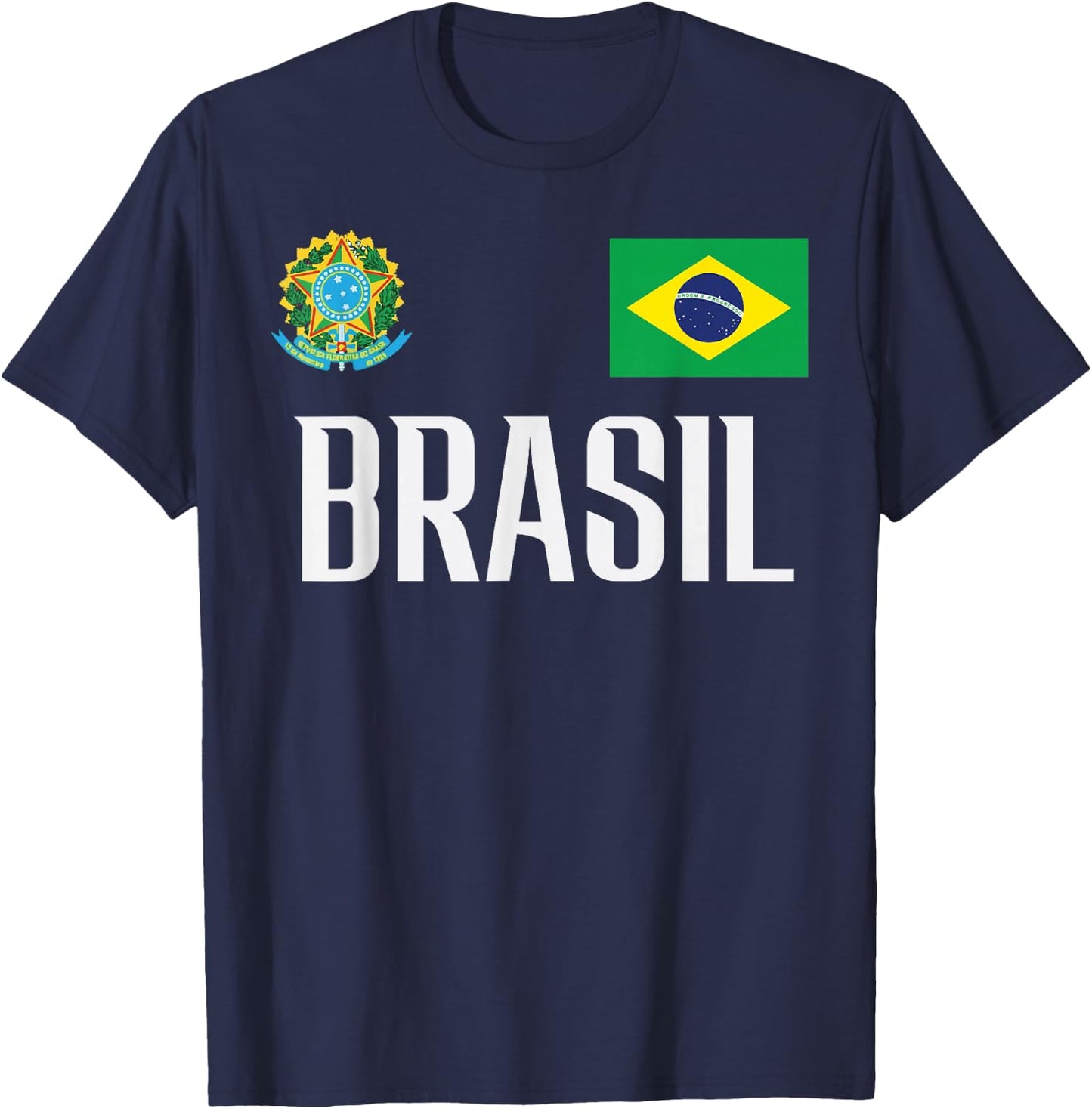 Brasil Flag Brazil Football Soccer Fan Men Women Kids T-Shirt - T-Shirt | Navy