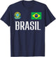 Brasil Flag Brazil Football Soccer Fan Men Women Kids T-Shirt - T-Shirt | Navy