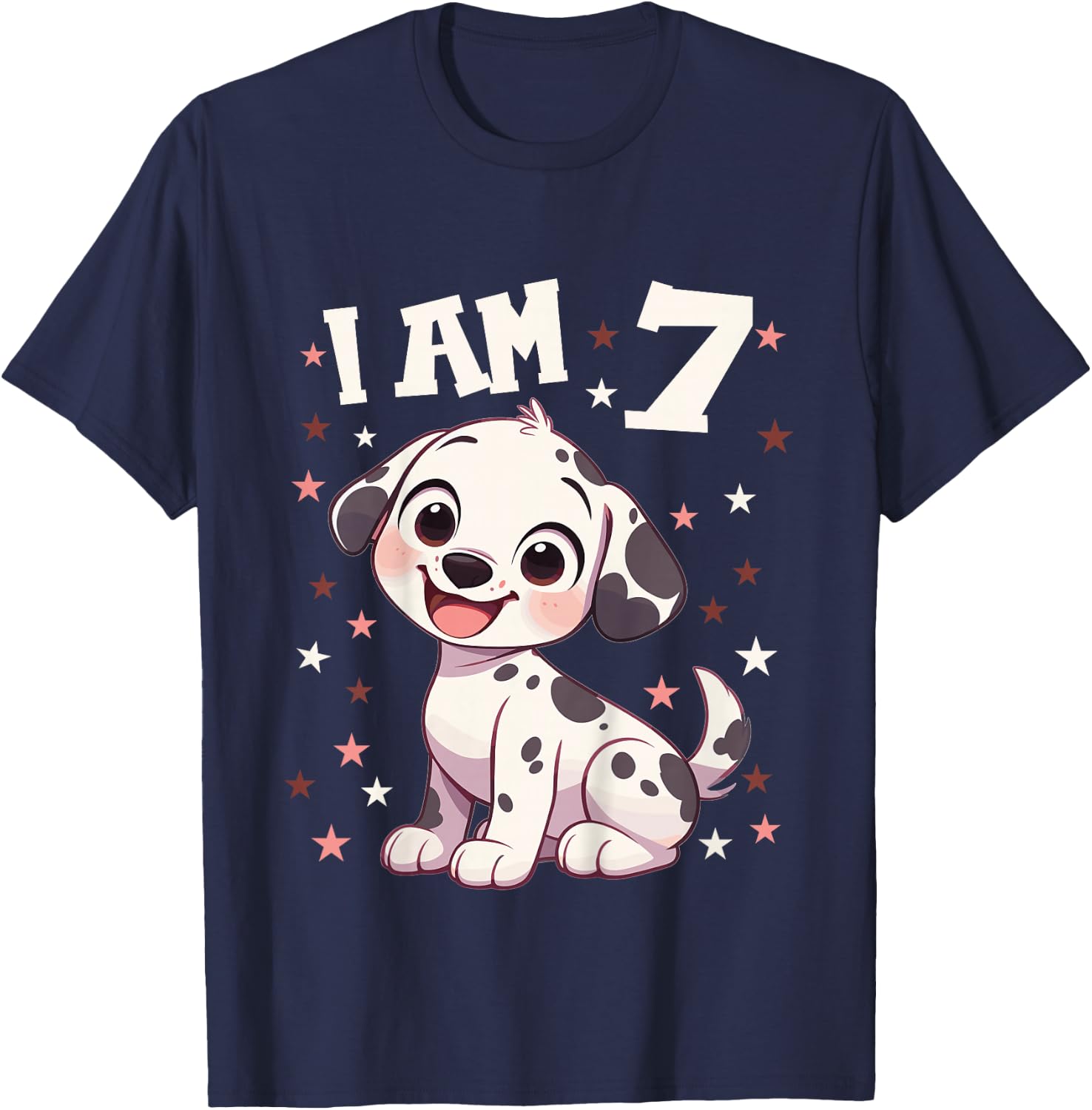 Kids 7 Years old 7th birthday Dalmatian Dogs Dalmatian Dog T-Shirt - T-Shirt | Navy