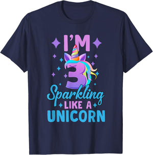 3rd Birthday Unicorn Birthday Party 3 Year Old Girls T-Shirt - T-Shirt | Navy