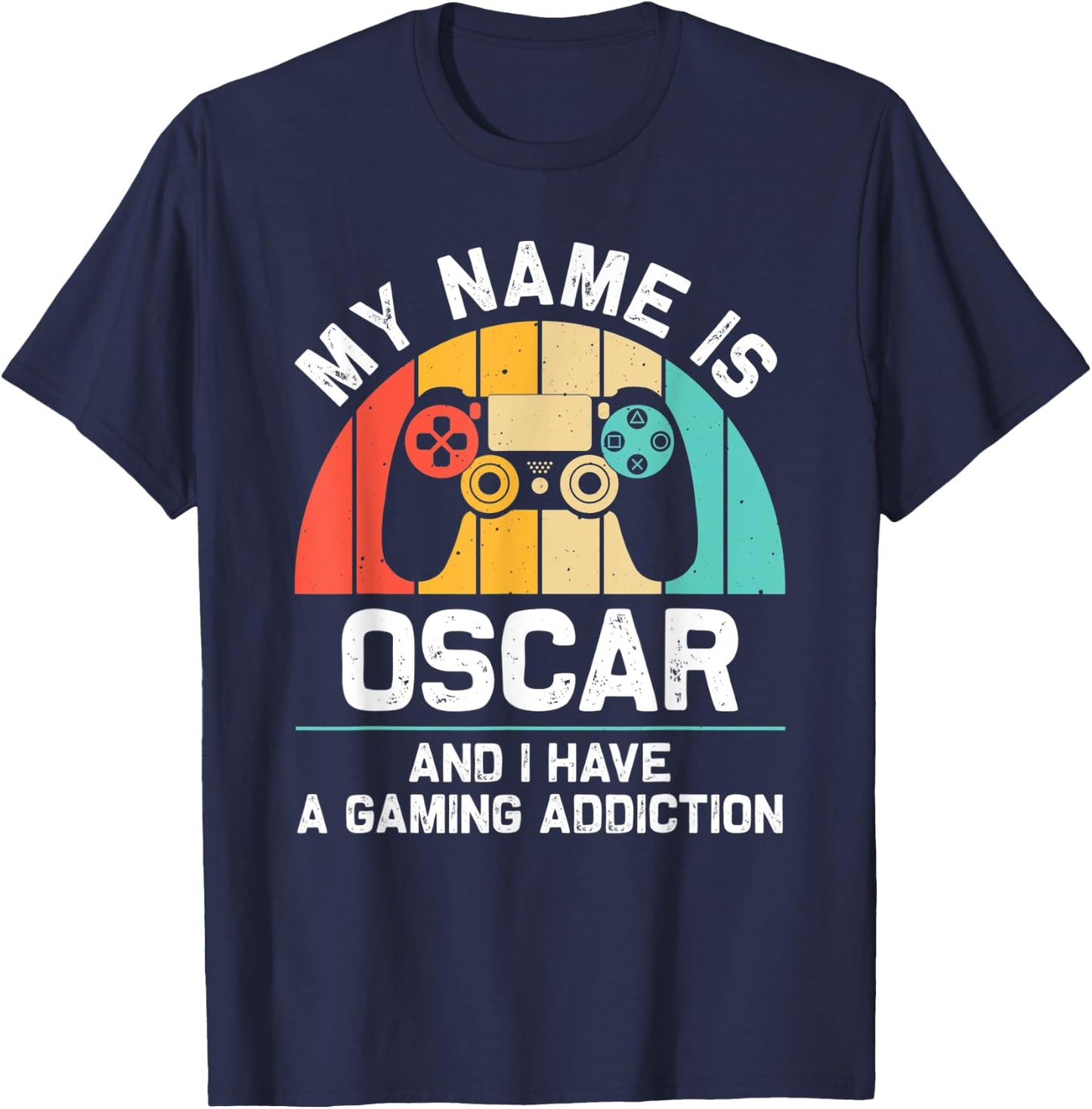 OSCAR Gift Name Personalized Funny Gaming Geek Birthday T-Shirt - T-Shirt | Navy