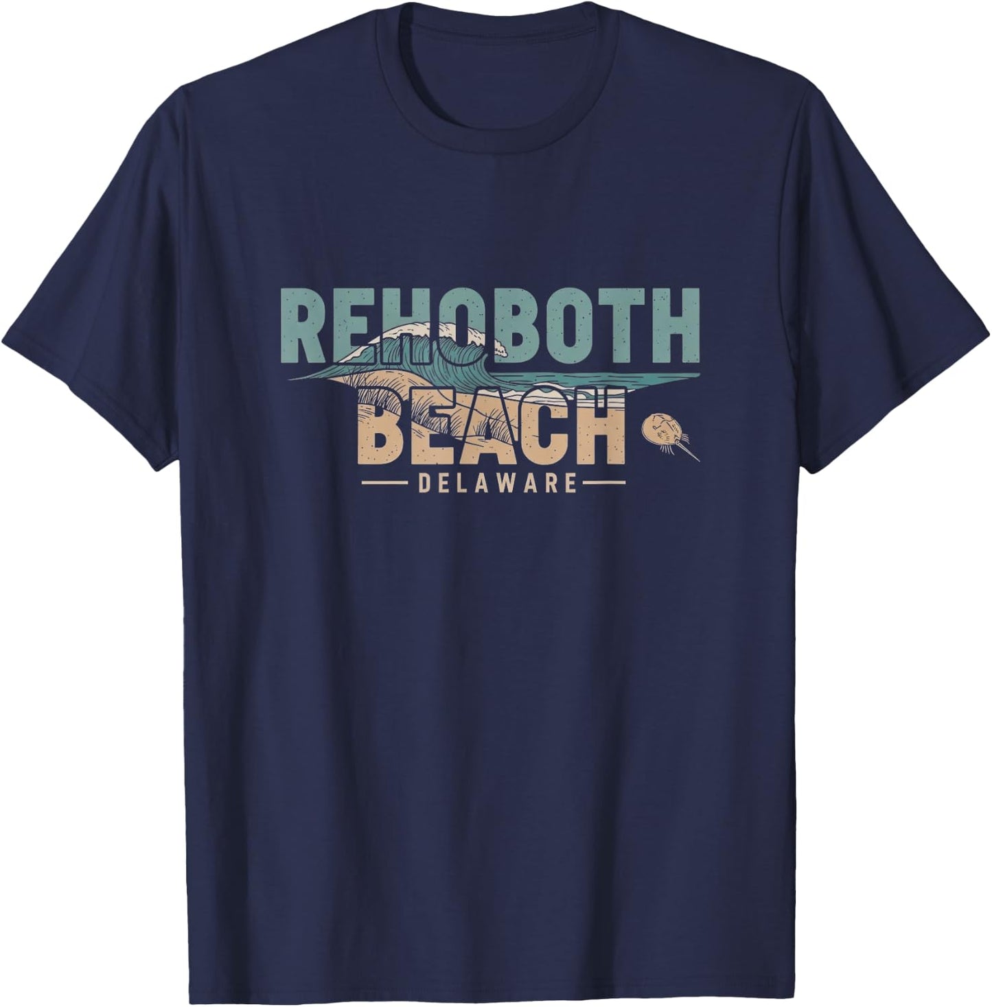 Retro Rehoboth Beach Delaware Design T-Shirt - T-Shirt | Navy