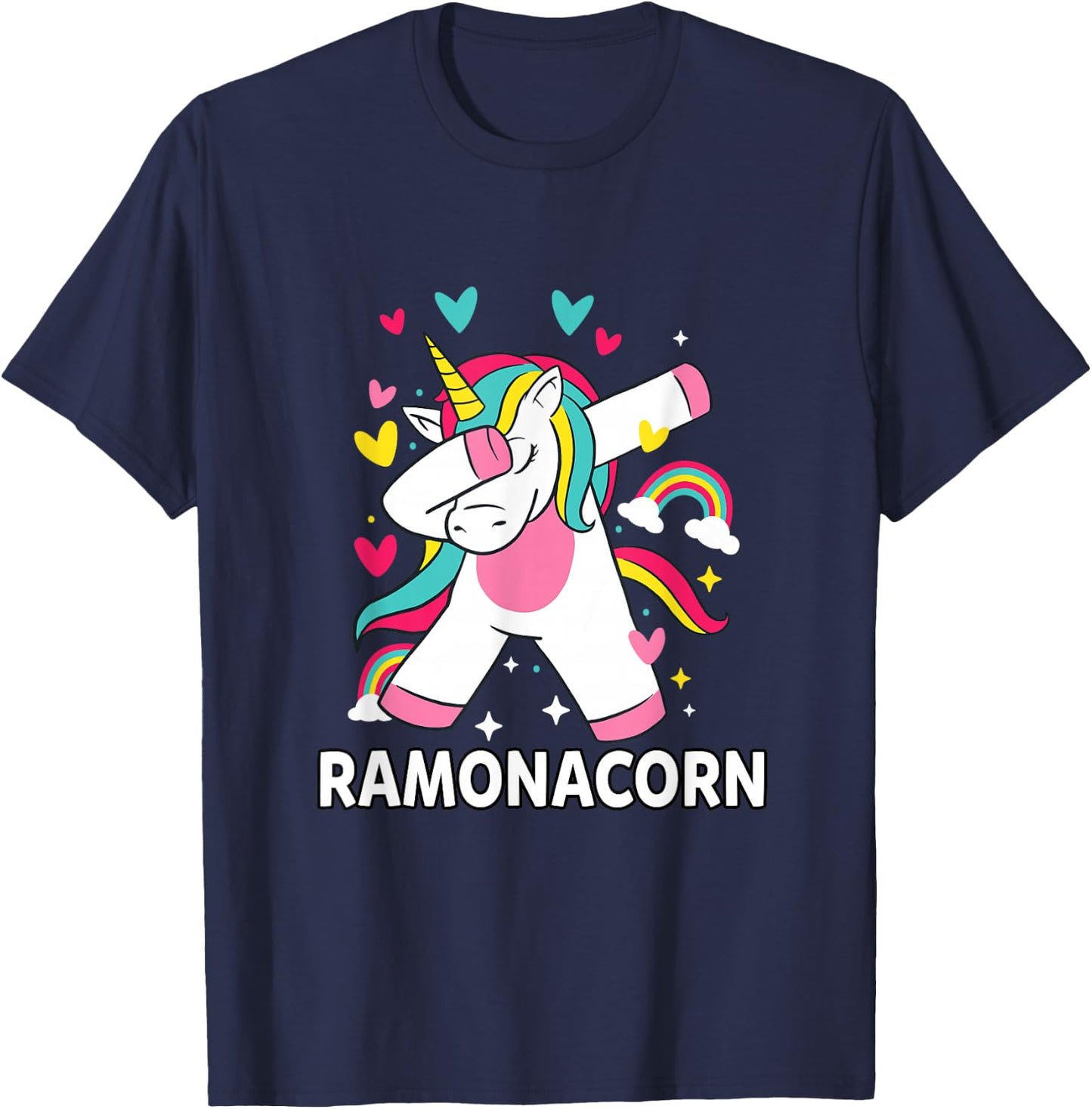 Ramonacorn Personalised Name Dabbing Unicorn Ramona T-Shirt - T-Shirt | Navy
