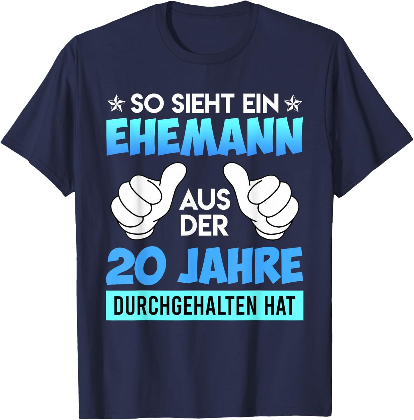Ehemann 20. Hochzeitstag Porzellanhochzeit T-Shirt - T-Shirt | Navy