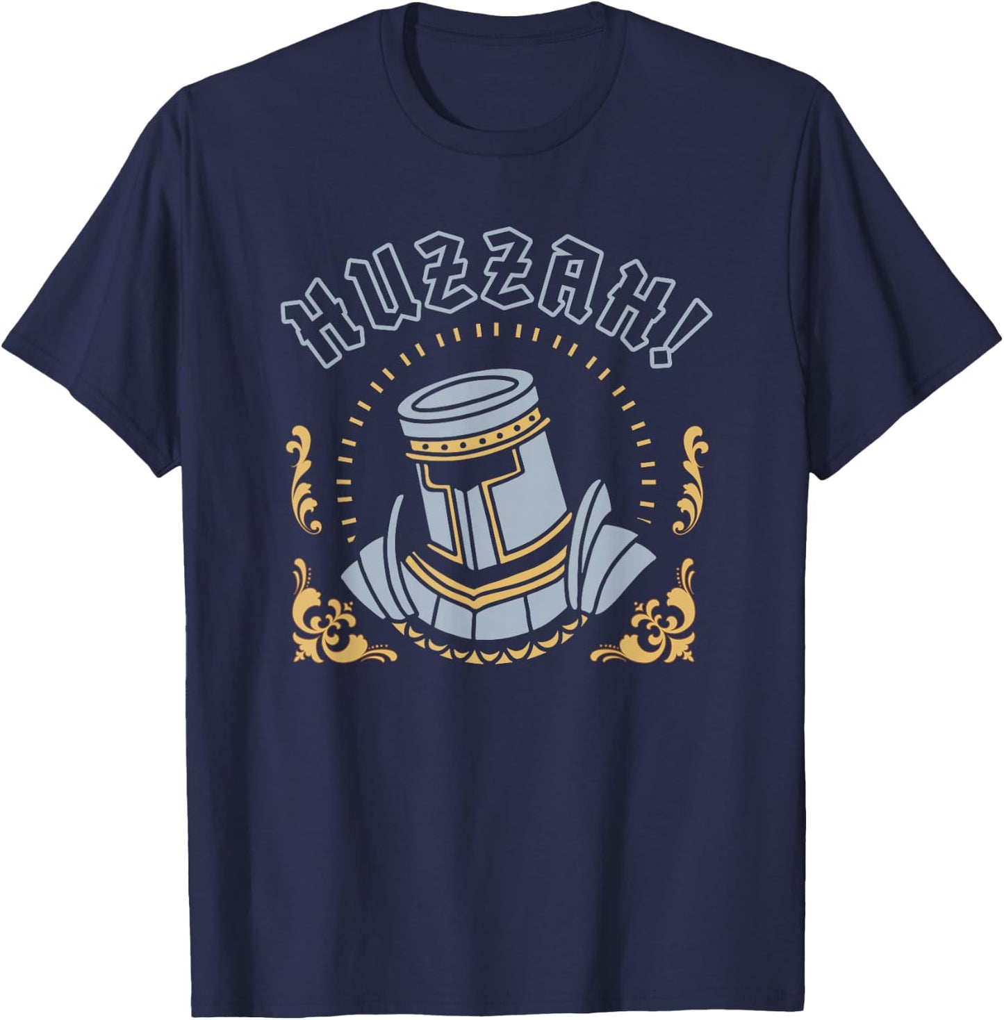 Huzzah Funny Renaissance Ren Faire Medieval Knight Graphic T-Shirt - T-Shirt | Navy