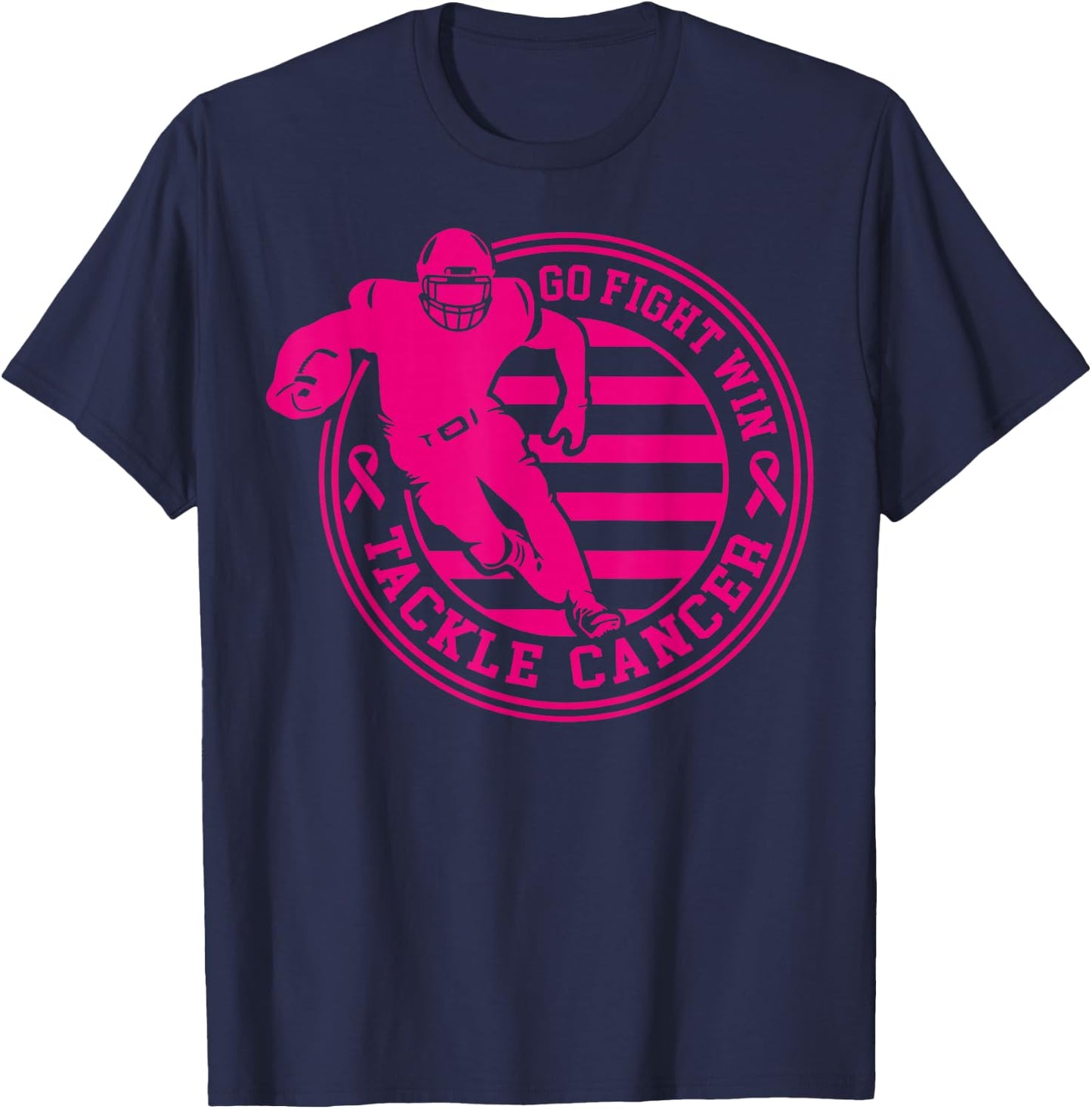 Tackle Breast Cancer Awareness Football Pink Ribbon Boys Kid T-Shirt - T-Shirt | Navy