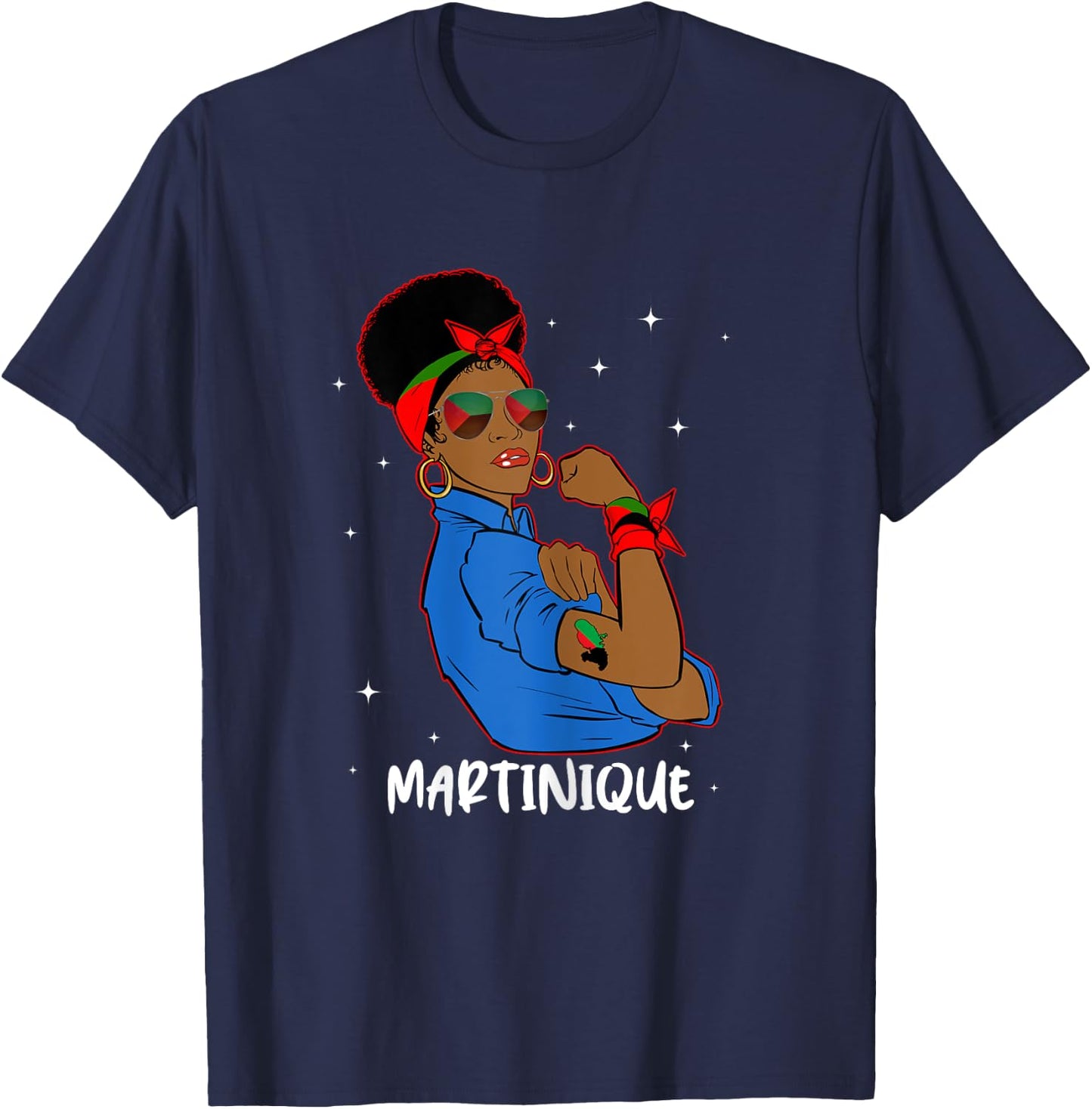Fière Martiniquaise Héritage Stellaire Drapeau Martinique T-Shirt - T-Shirt | Navy