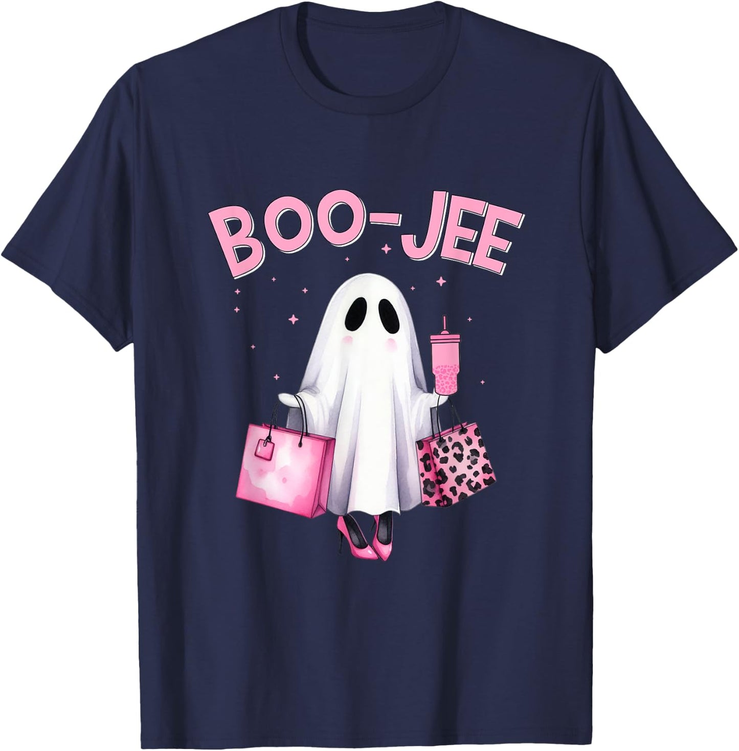 Boujee Boo Jee Spooky Ghost Funny Halloween Women Girls T-Shirt - T-Shirt | Navy