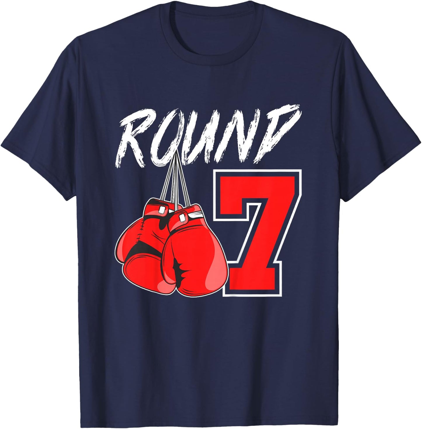 Kids 7th Birthday Boxing Boy 7 Year Old Boxer Bday Party T-Shirt - T-Shirt | Navy