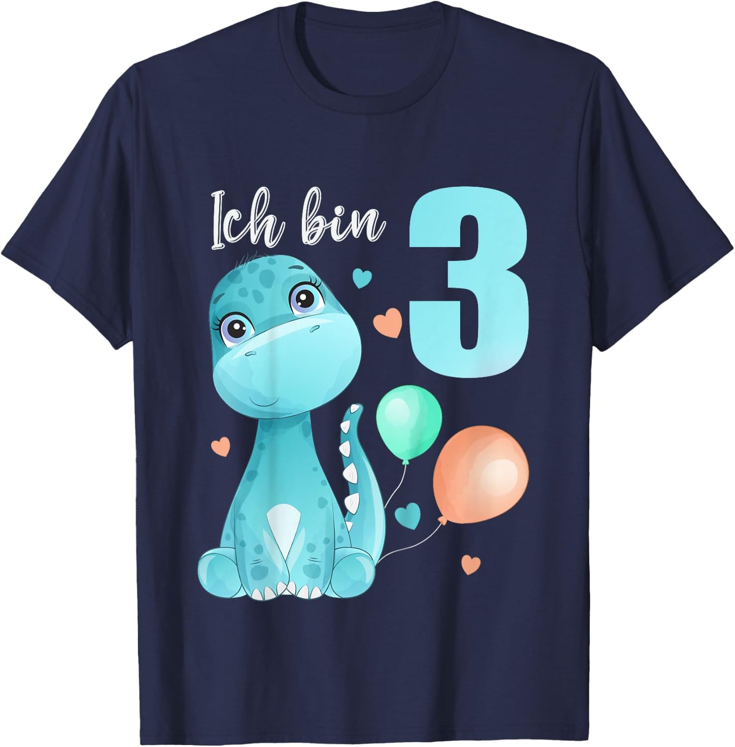 Kids 3 Years Old I'm 3 Dino Dinosaur T-Rex 3rd Birthday , black T-Shirt - T-Shirt | Navy