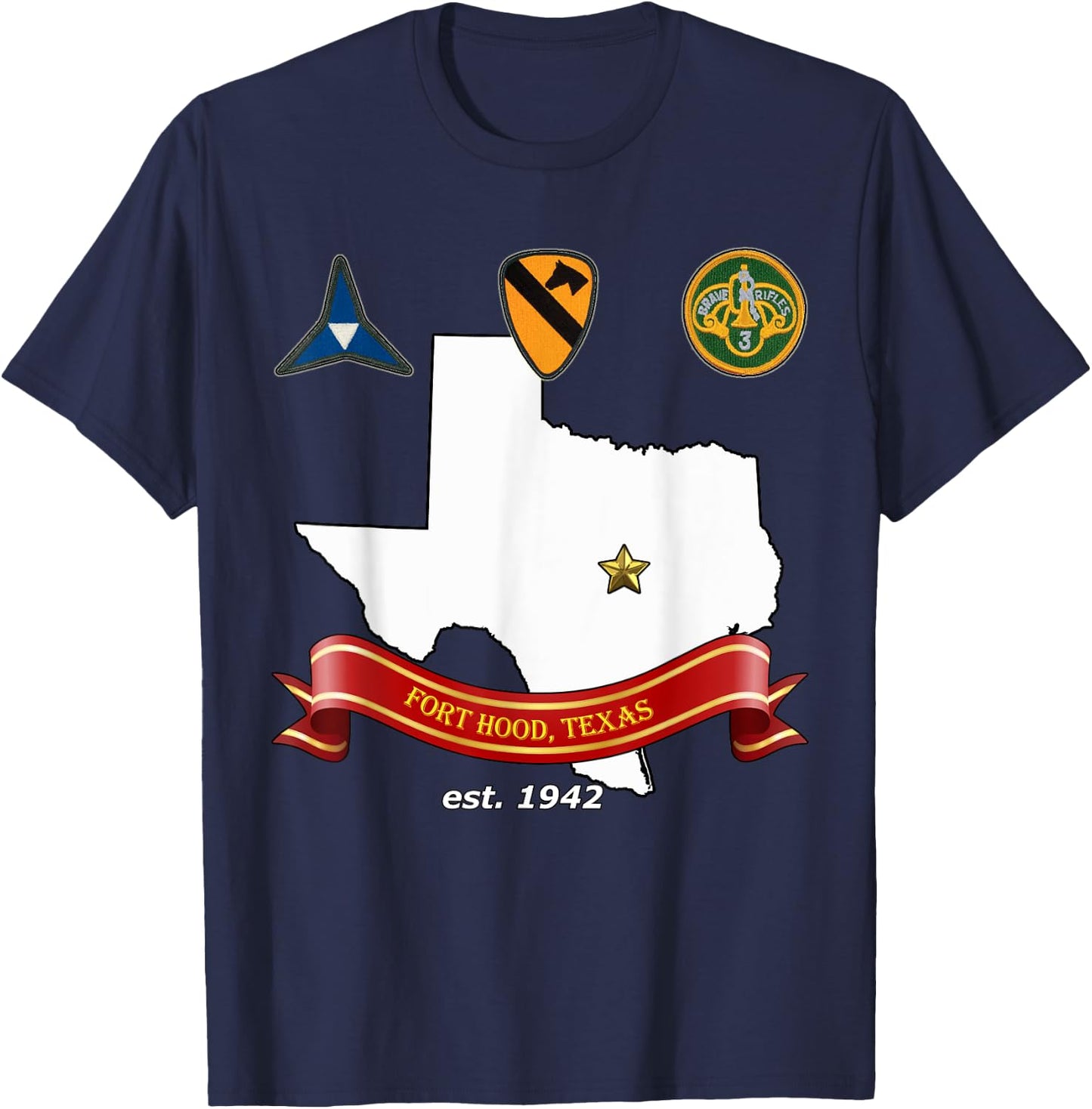 Fort Hood Military Base - Army Post at Killeen, TX design T-Shirt - T-Shirt | Navy