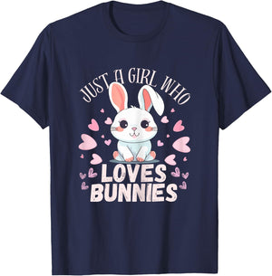 Just A Girl Who Loves Bunnies Rabbit Bunnies Lover Girls T-Shirt - T-Shirt | Navy