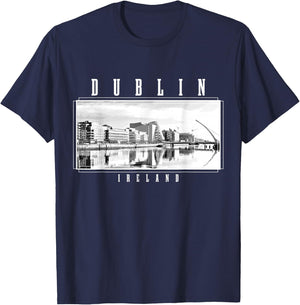Dublin Ireland Vintage Souvenir Skyline UK Dublin T-Shirt - T-Shirt | Navy