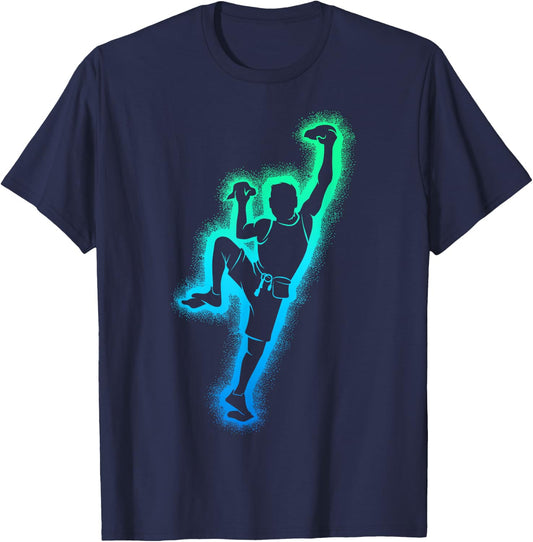 Climbing Climber Escalator , Black, S T-Shirt - T-Shirt | Navy