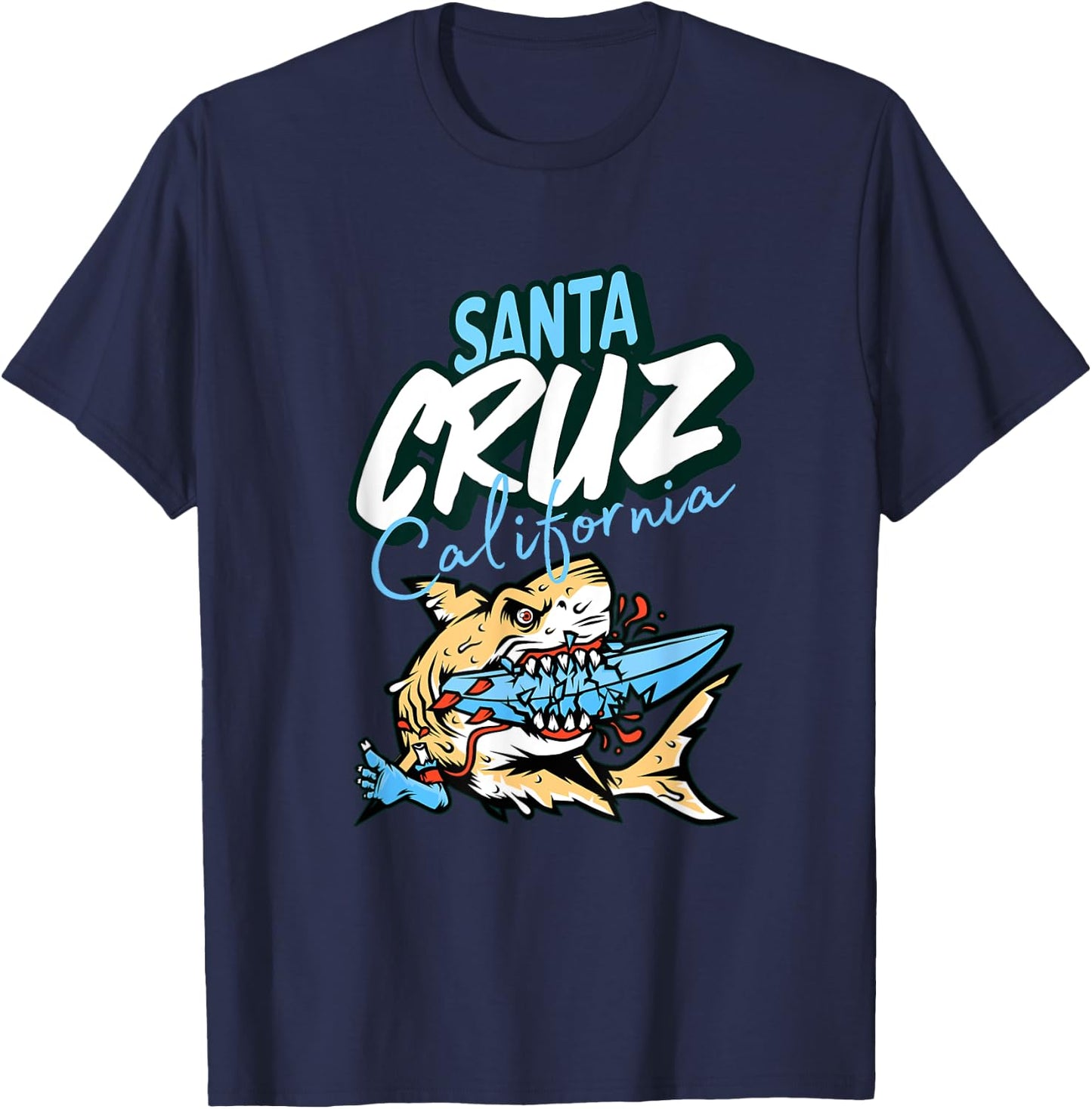 Vintage Santa Cruz California Great White Shark T-Shirt - T-Shirt | Navy