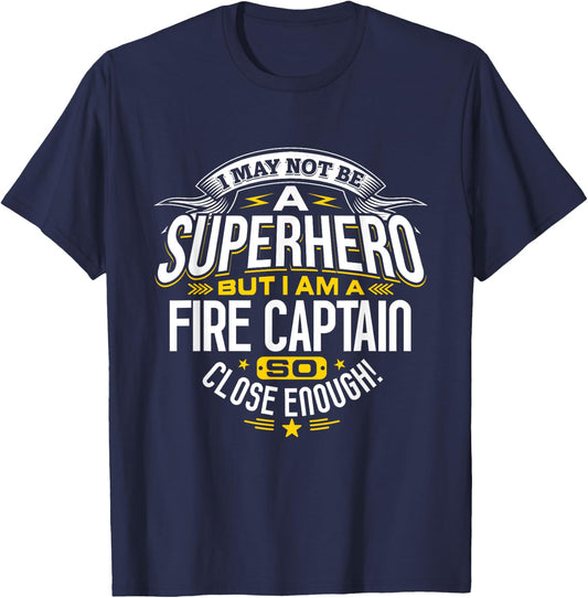 Fire Captain T Shirt Gift Superhero Fireman T-Shirt - T-Shirt | Navy