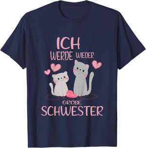 Children's with German Text "Ich werde wieder große Schwester Verkunden" [German, black T-Shirt - T-Shirt | Navy