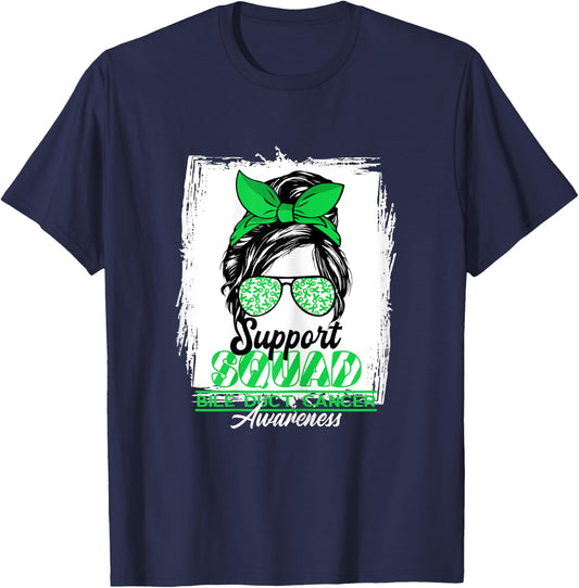 Messy Bun Support Awareness Squad I Bile Duct Cancer T-Shirt - T-Shirt | Navy