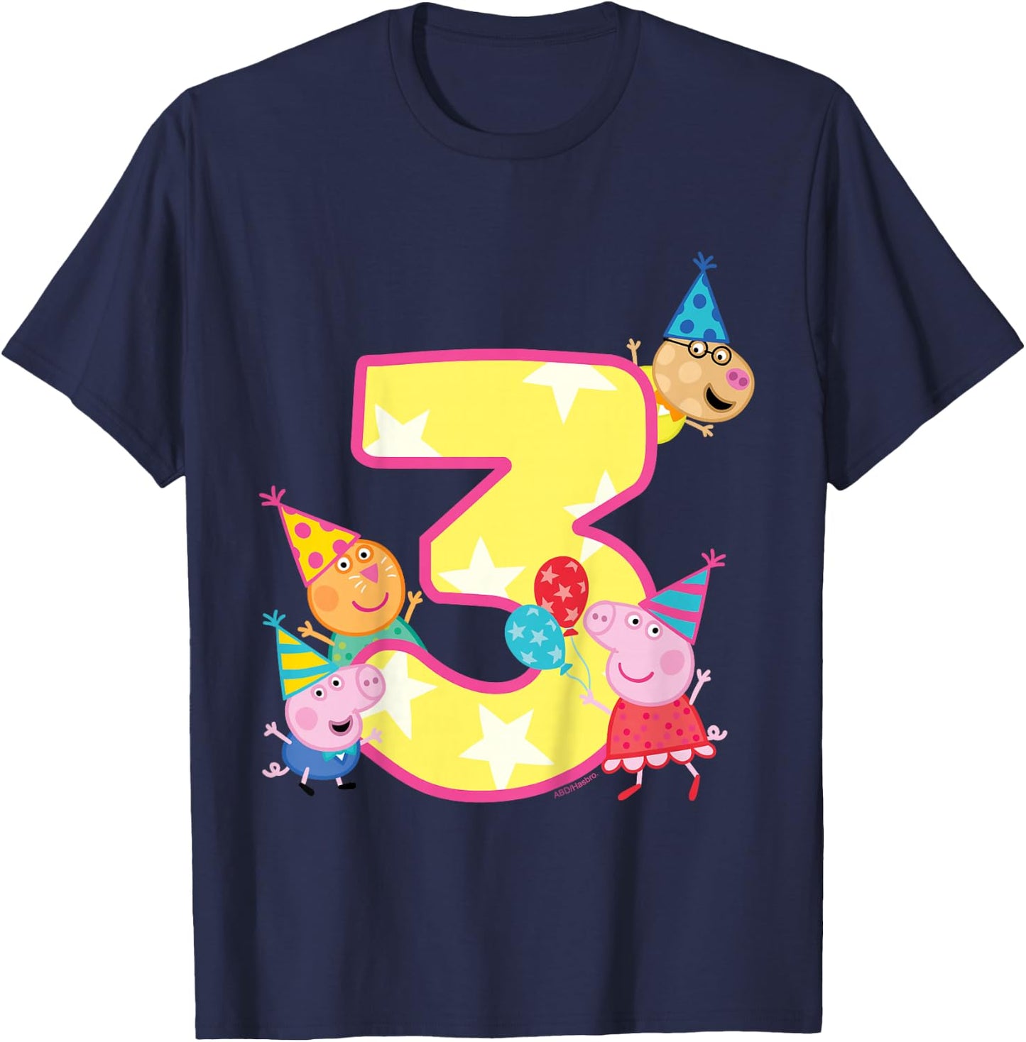 Peppa Pig Crew 3 Geburtstag T-Shirt - T-Shirt | Navy