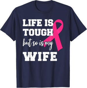 Breast Cancer For Husband Breast Cancer Month Support T-Shirt - T-Shirt | Navy