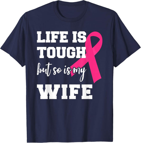 Breast Cancer For Husband Breast Cancer Month Support T-Shirt - T-Shirt | Navy
