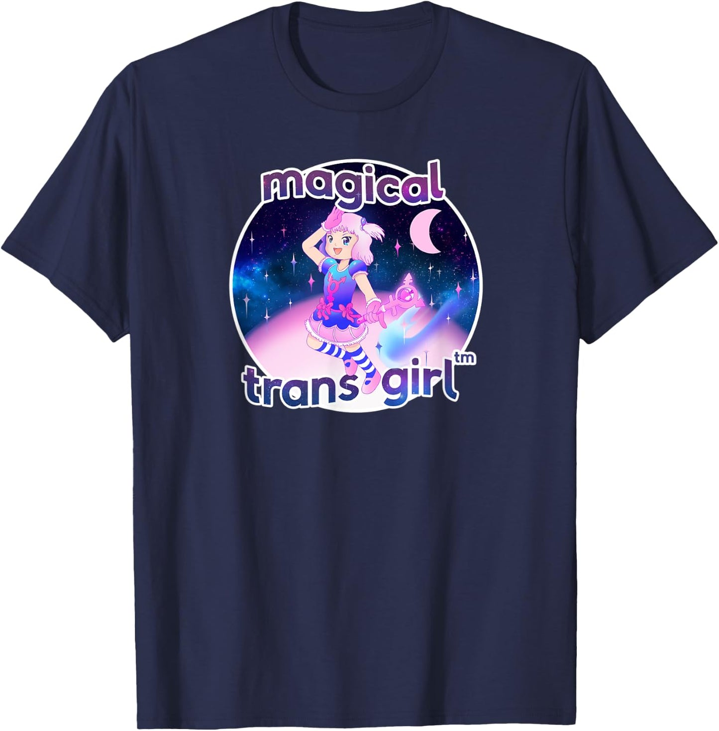 Magical Trans Girl Kawaii Trans Pride Premium , black T-Shirt - T-Shirt | Navy