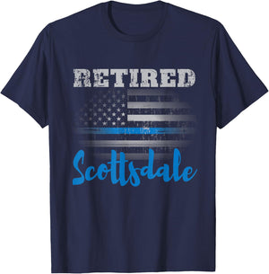 Retired Police Officer Scottsdale American Flag Design Women Men T-Shirt - T-Shirt | Navy