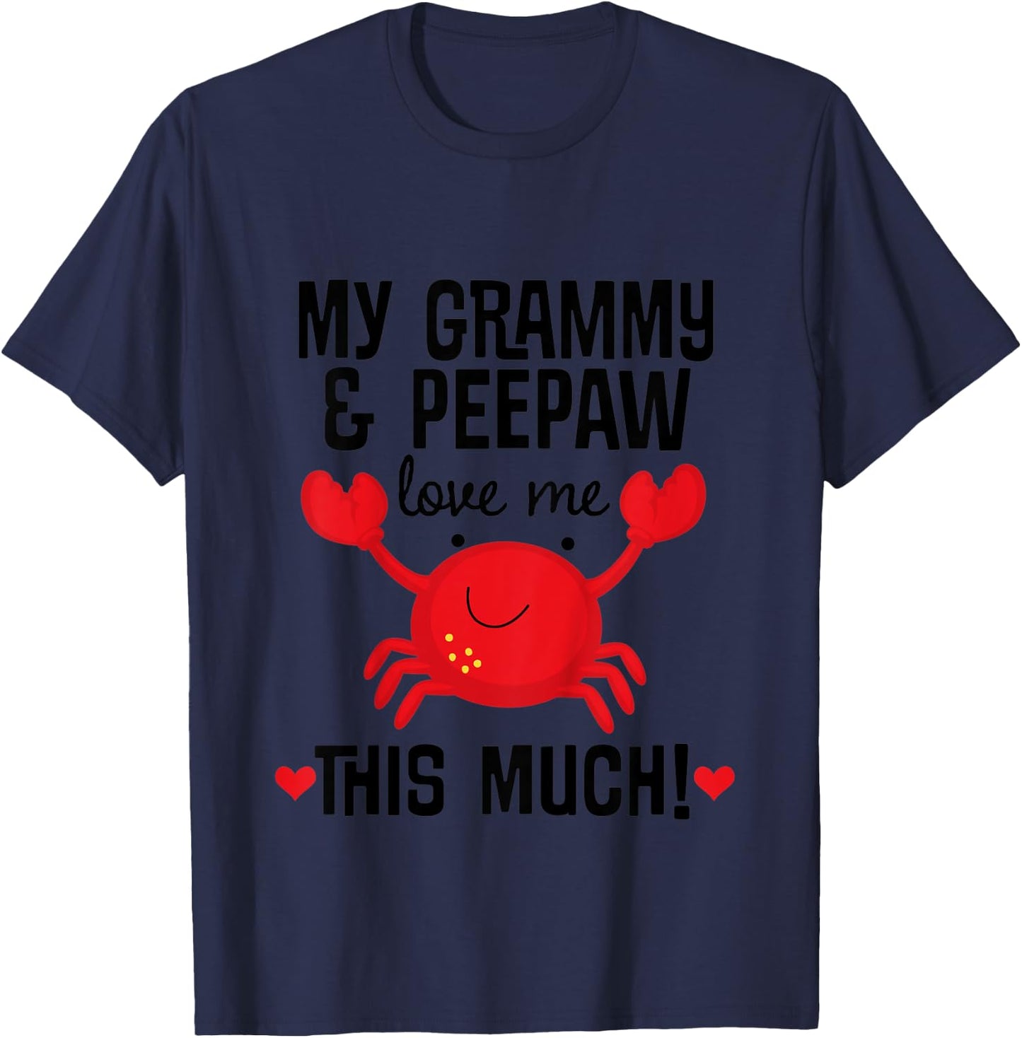 Kids Grammy and Peepaw Love Me Grandchild Crab T-Shirt - T-Shirt | Navy