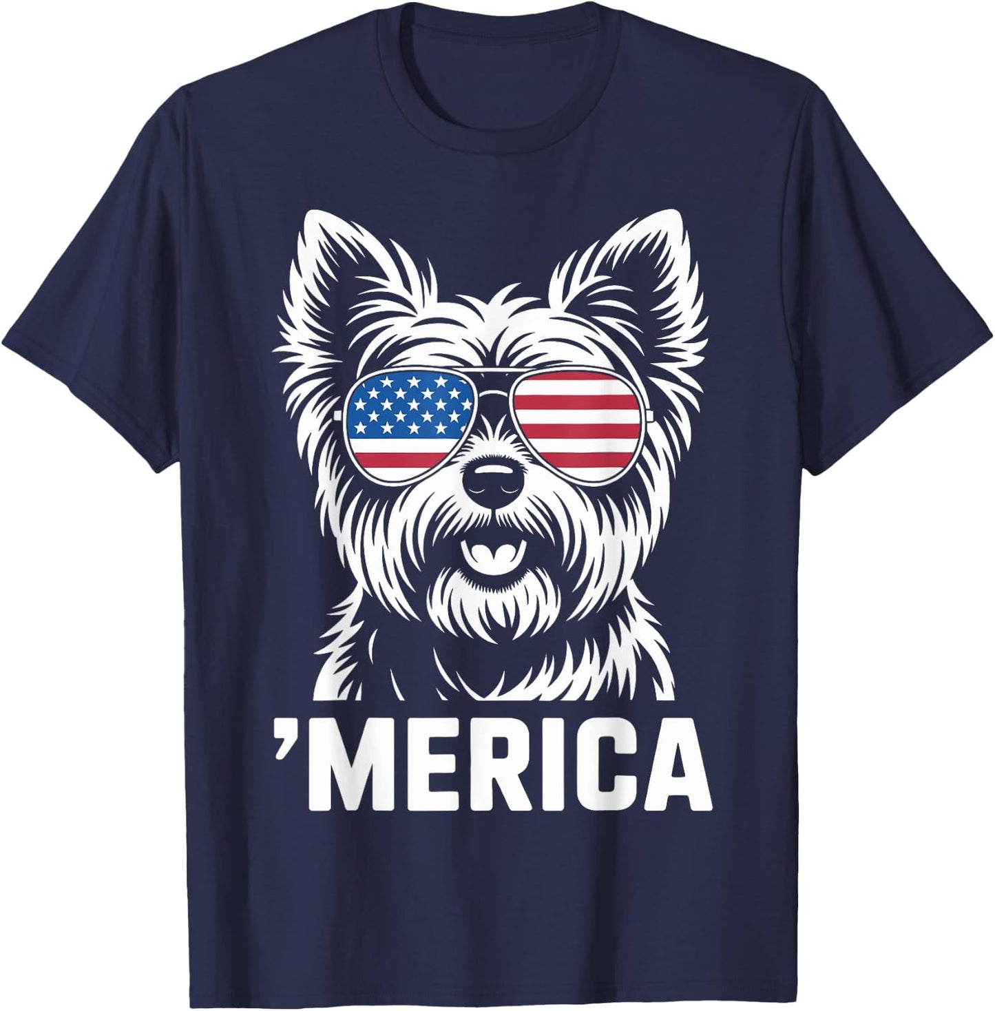 Yorkshire Terrier 4th of July ‘Merica Patriotic T-Shirt - T-Shirt | Navy