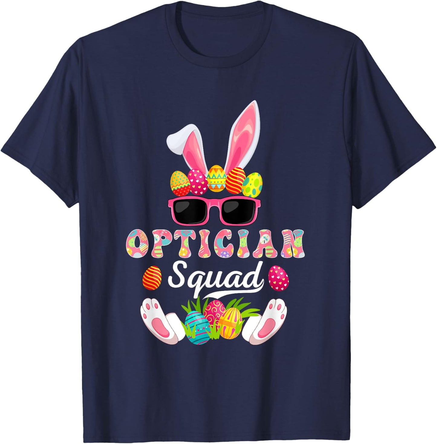 Optician Squad Costume Bunny Sunglasses Easter Eggs Hunt T-Shirt - T-Shirt | Navy