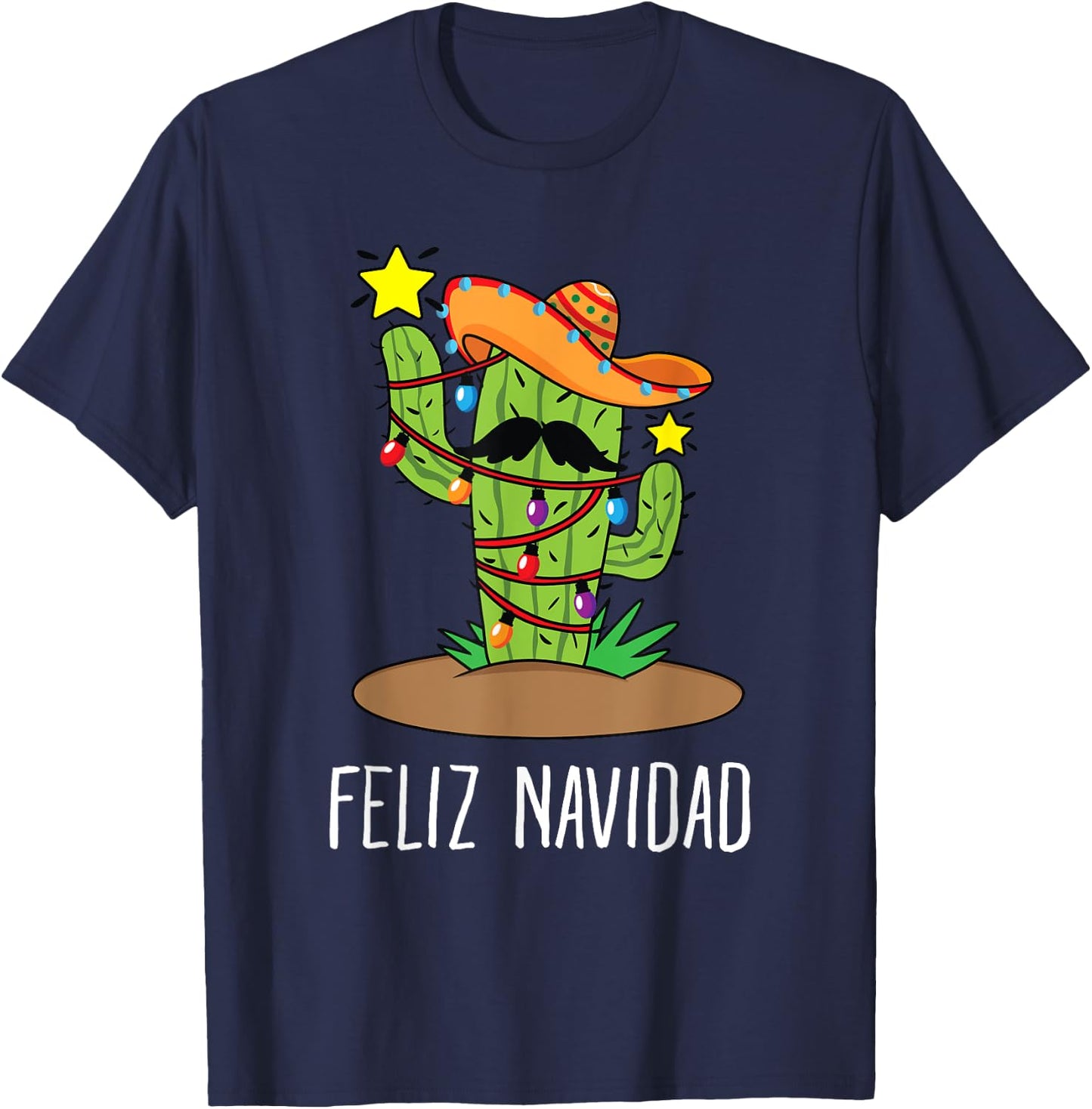 Feliz Navidad Cactus - Mexican Tree Christmas In July T-Shirt - T-Shirt | Navy