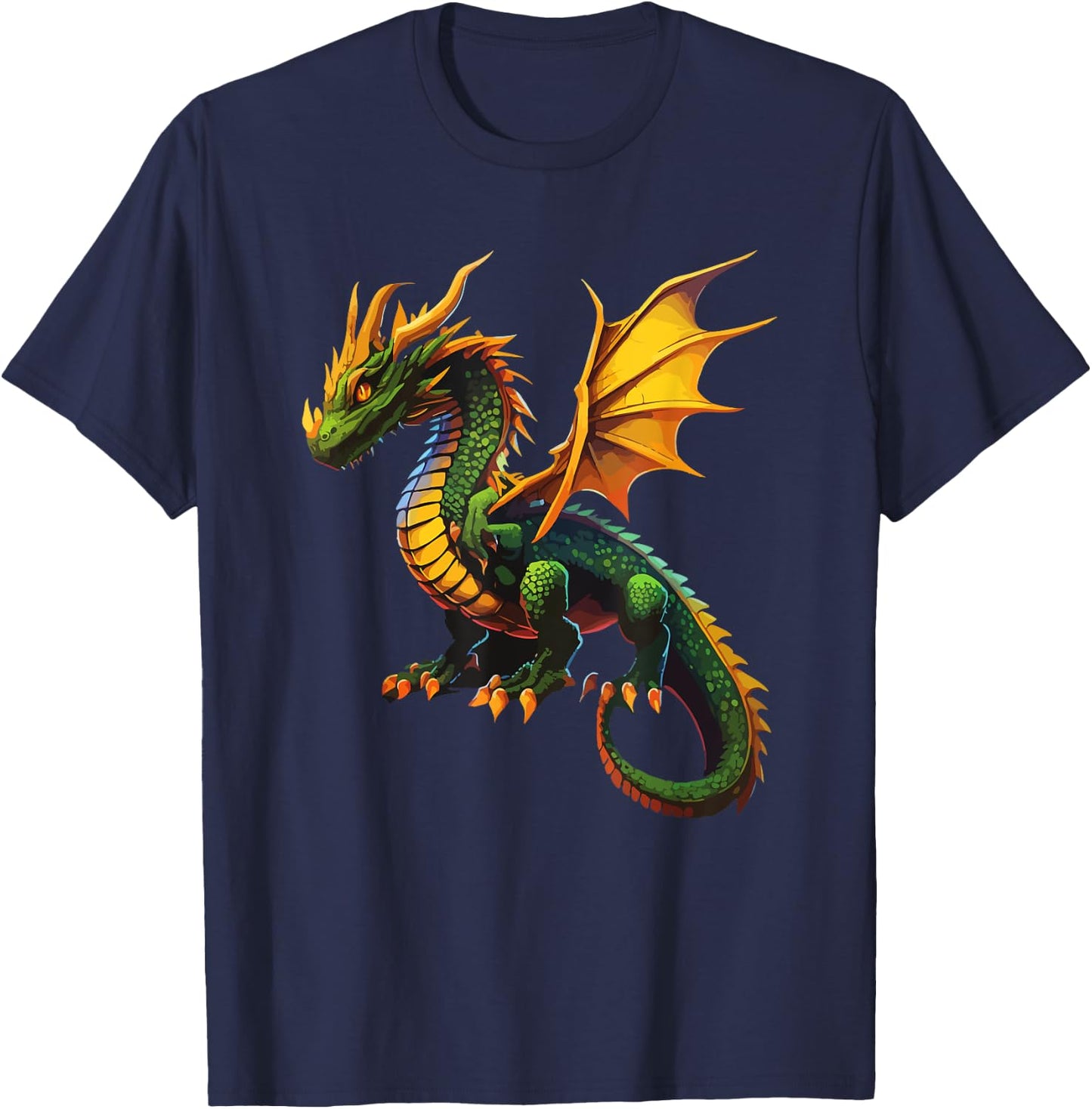 Dragon in Green Dragon Mystical Fantasy Mystical Creature , black T-Shirt - T-Shirt | Navy