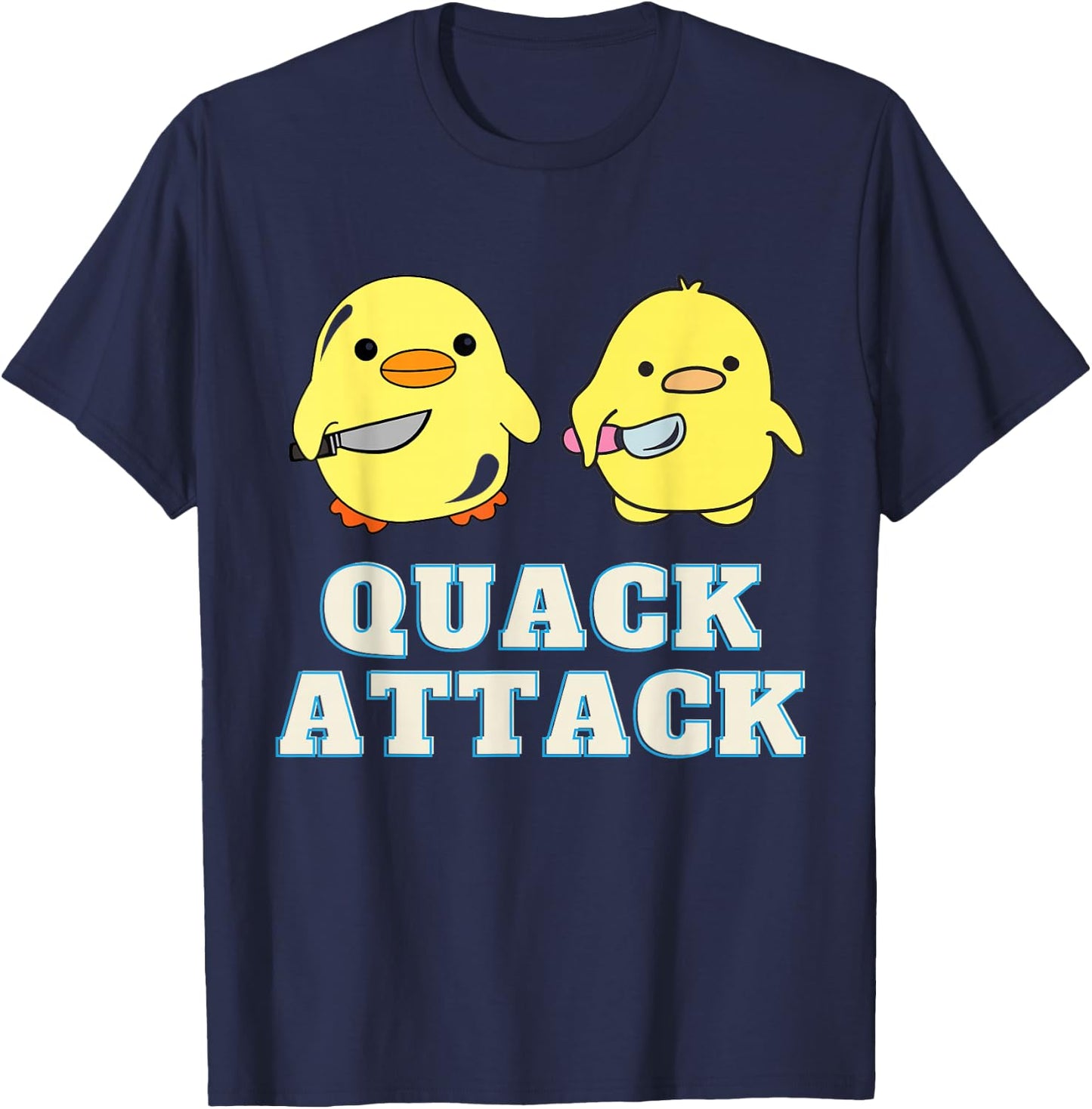 Quack Attack By Angry Green and Yellow Duck T-Shirt - T-Shirt | Navy