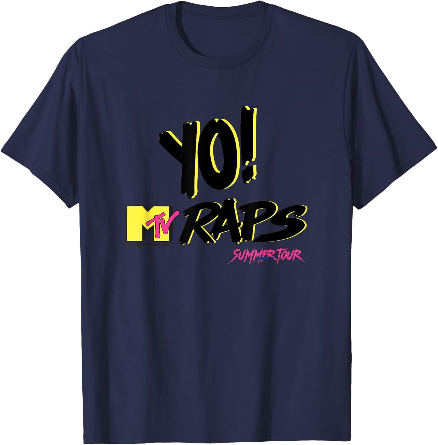 Yo! MTV Raps Summer Tour Neon 90s Hip Hop T-Shirt - T-Shirt | Navy