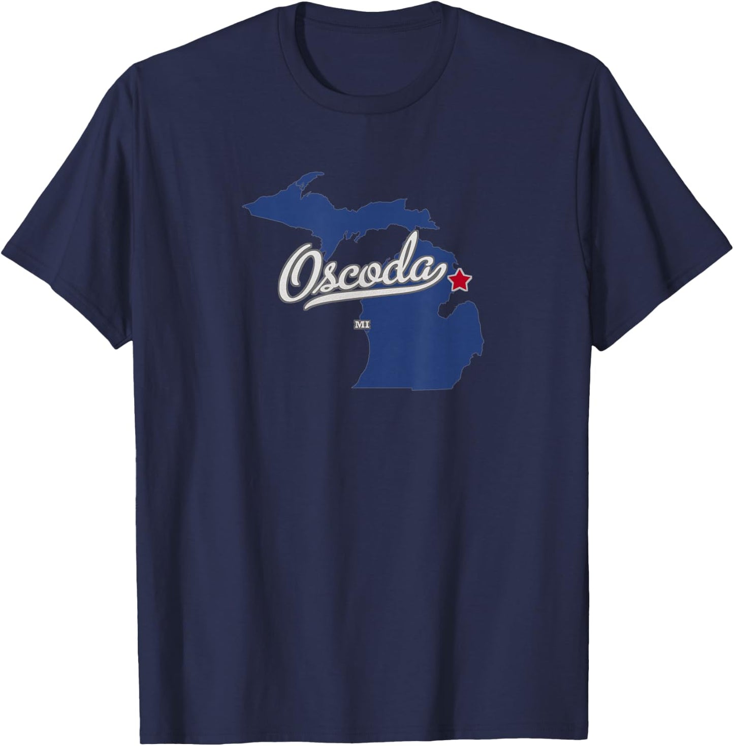Oscoda Michigan MI Map T-Shirt - T-Shirt | Navy