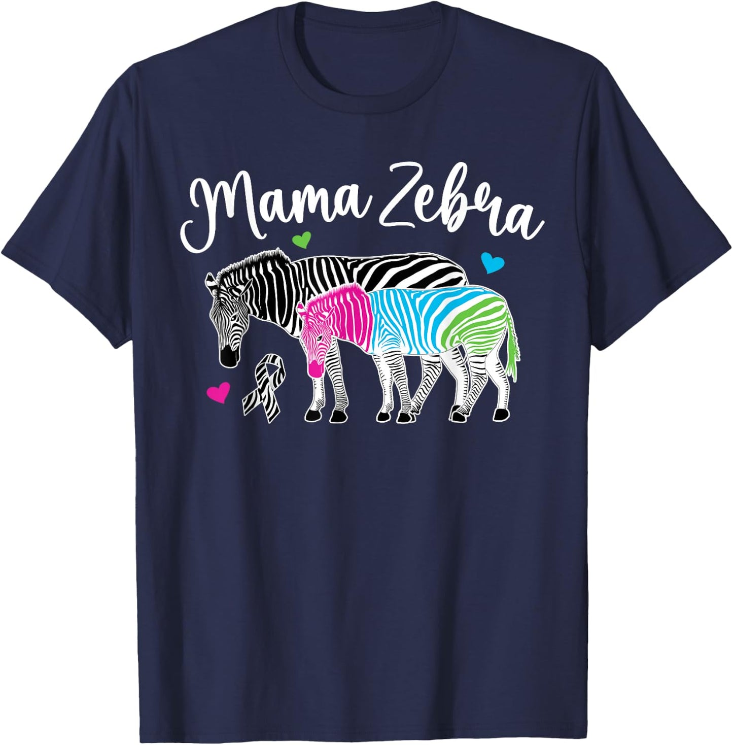 Mama Zebra Rare Disease Warrior Rare Disease Awareness T-Shirt - T-Shirt | Navy