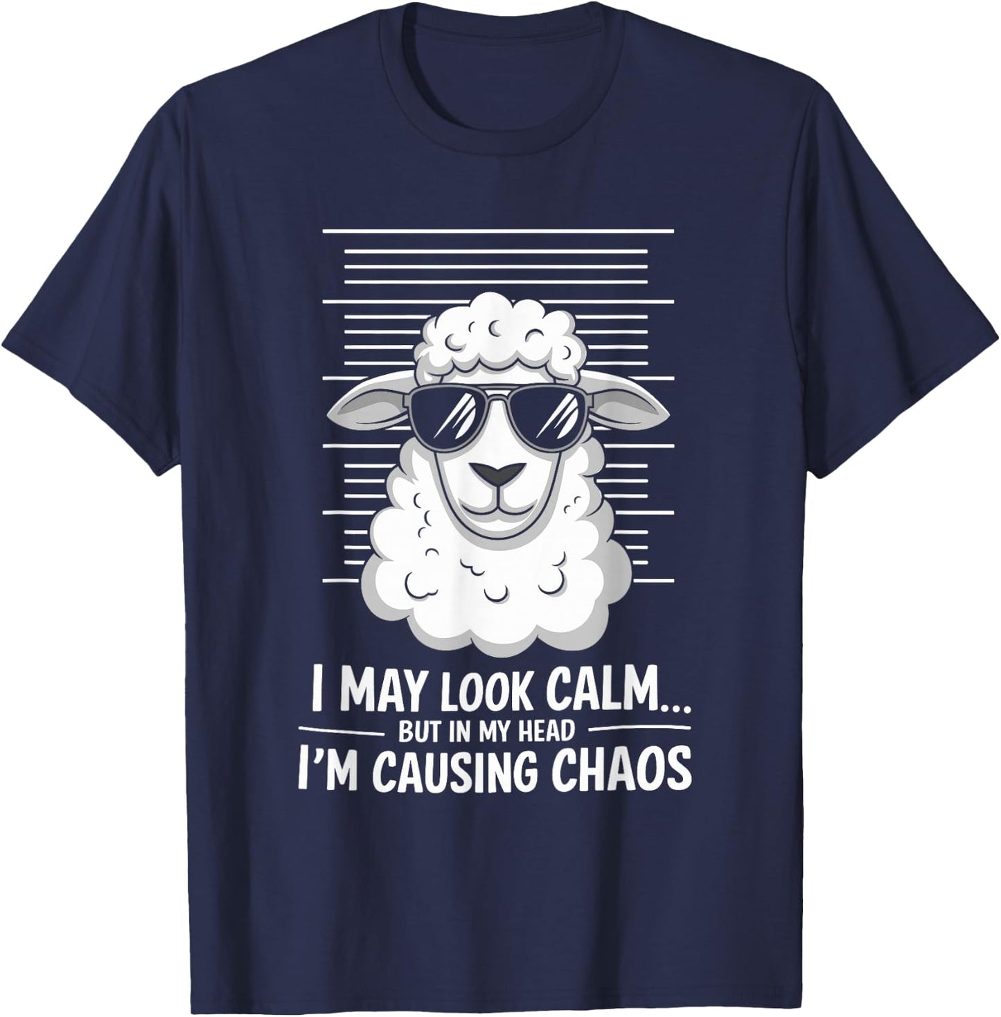 I May Look Calm but in My Head Funny Sheep T-Shirt - T-Shirt | Navy