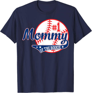Mommy of Rookie 1st Birthday Baseball Theme Matching Party T-Shirt - T-Shirt | Navy