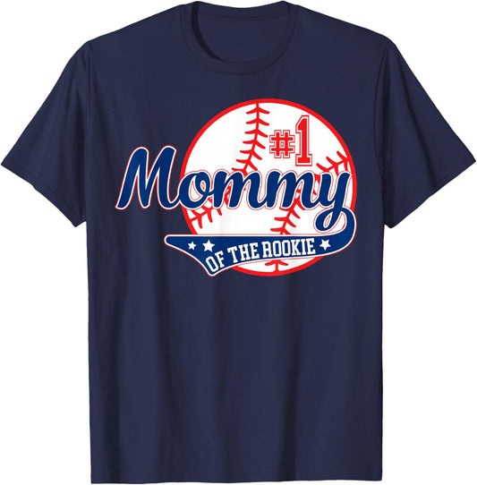 Mommy of Rookie 1st Birthday Baseball Theme Matching Party T-Shirt - T-Shirt | Navy