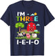 Three I E I O Farm Party 3rd Bday Girl 3 Years Old Farmer T-Shirt - T-Shirt | Navy