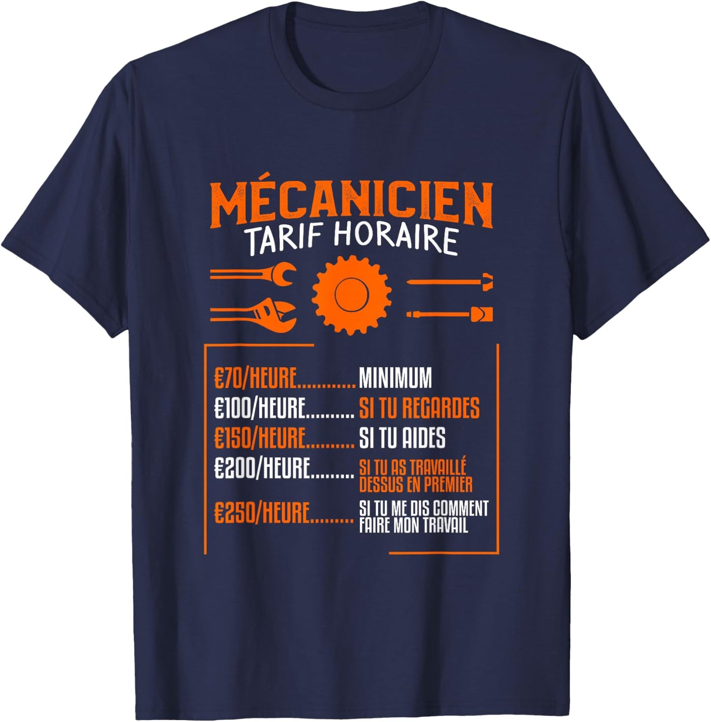 idée cadeau drôle de tarif pour un mécanicien , Black, S T-Shirt - T-Shirt | Navy