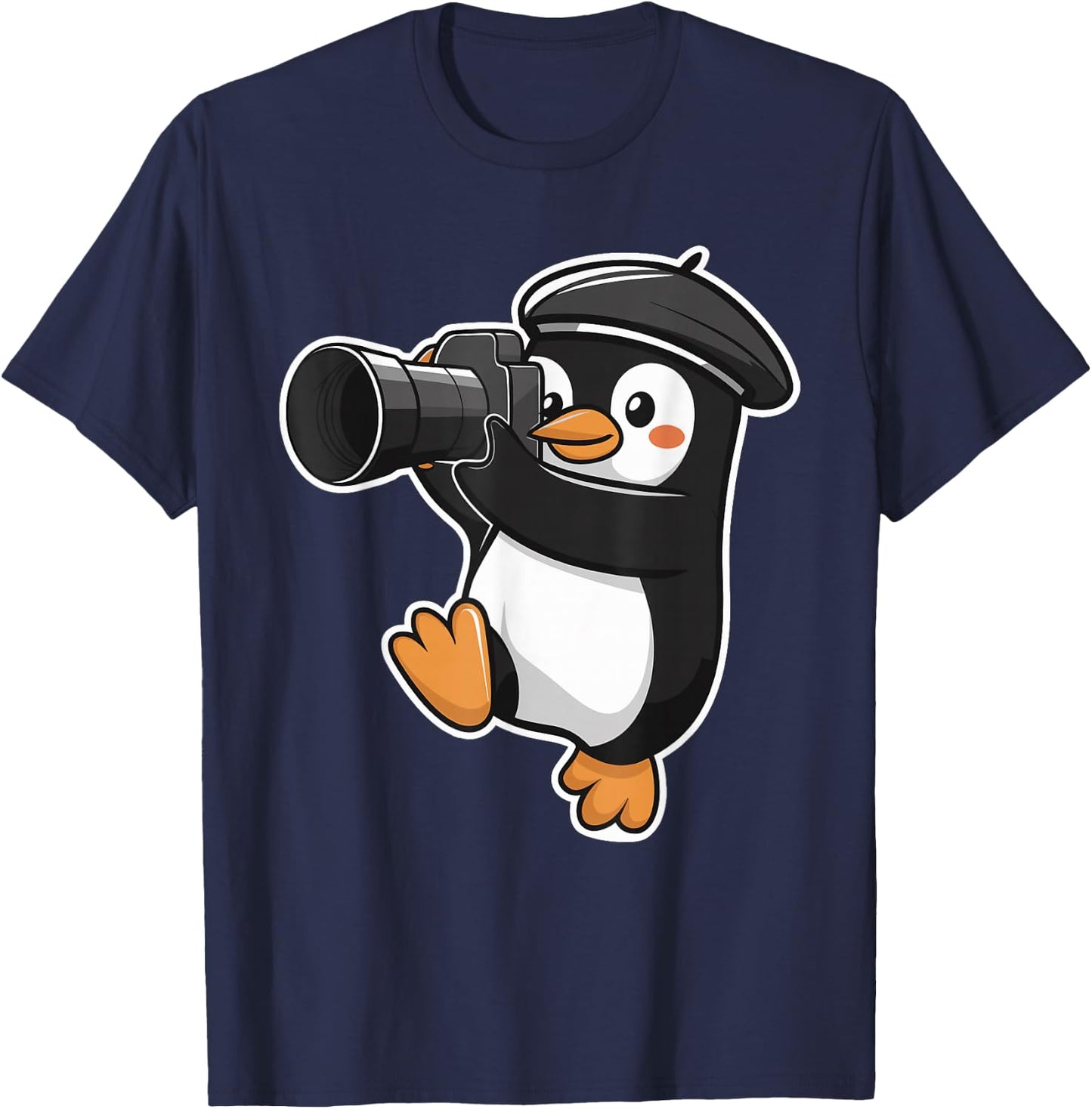 Cute Penguin Photographer With Camera T-Shirt - T-Shirt | Navy