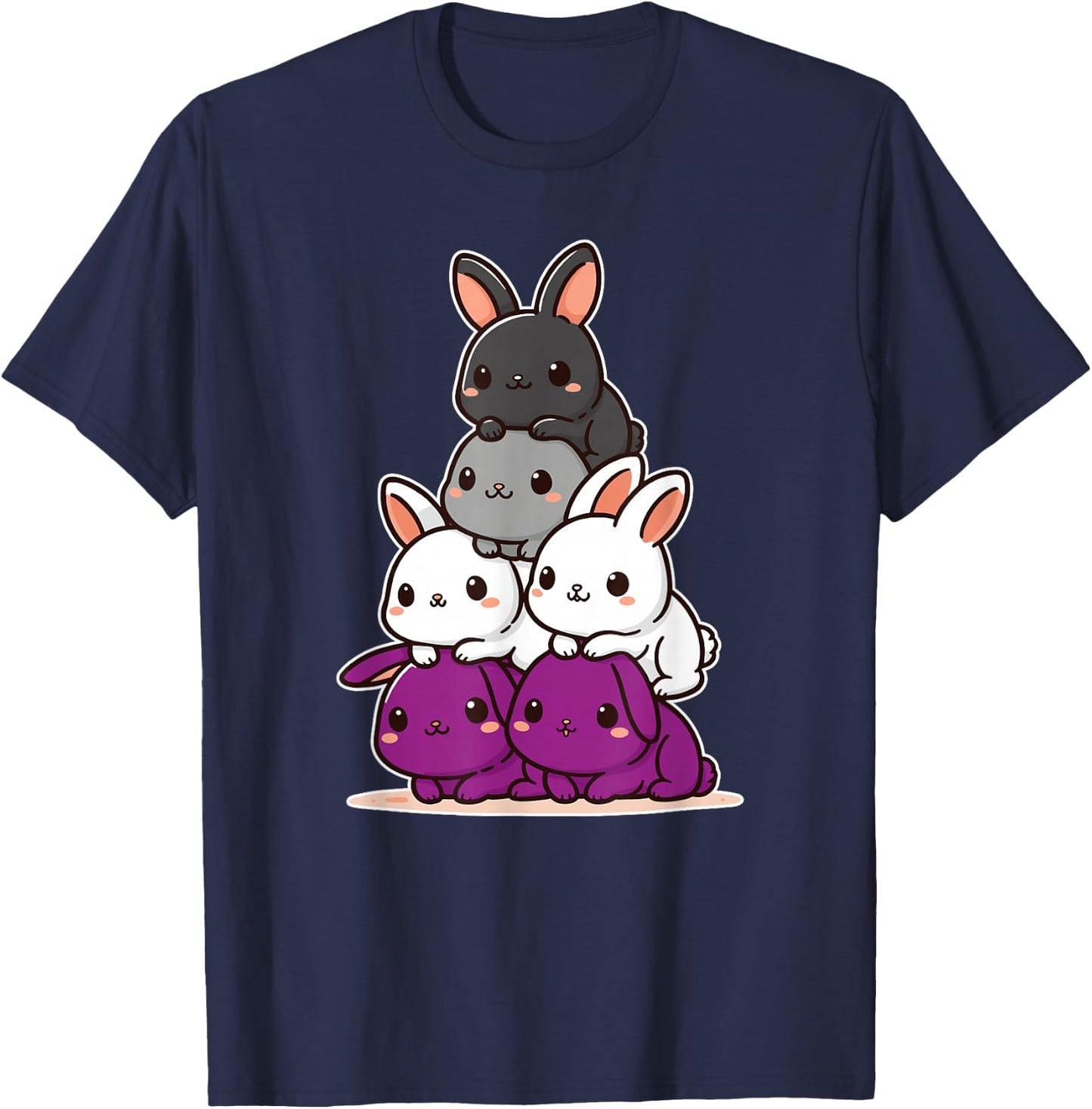Rabbit Asexual Flag Pride Month Cute Rabbit Subtle LGBTQ T-Shirt - T-Shirt | Navy
