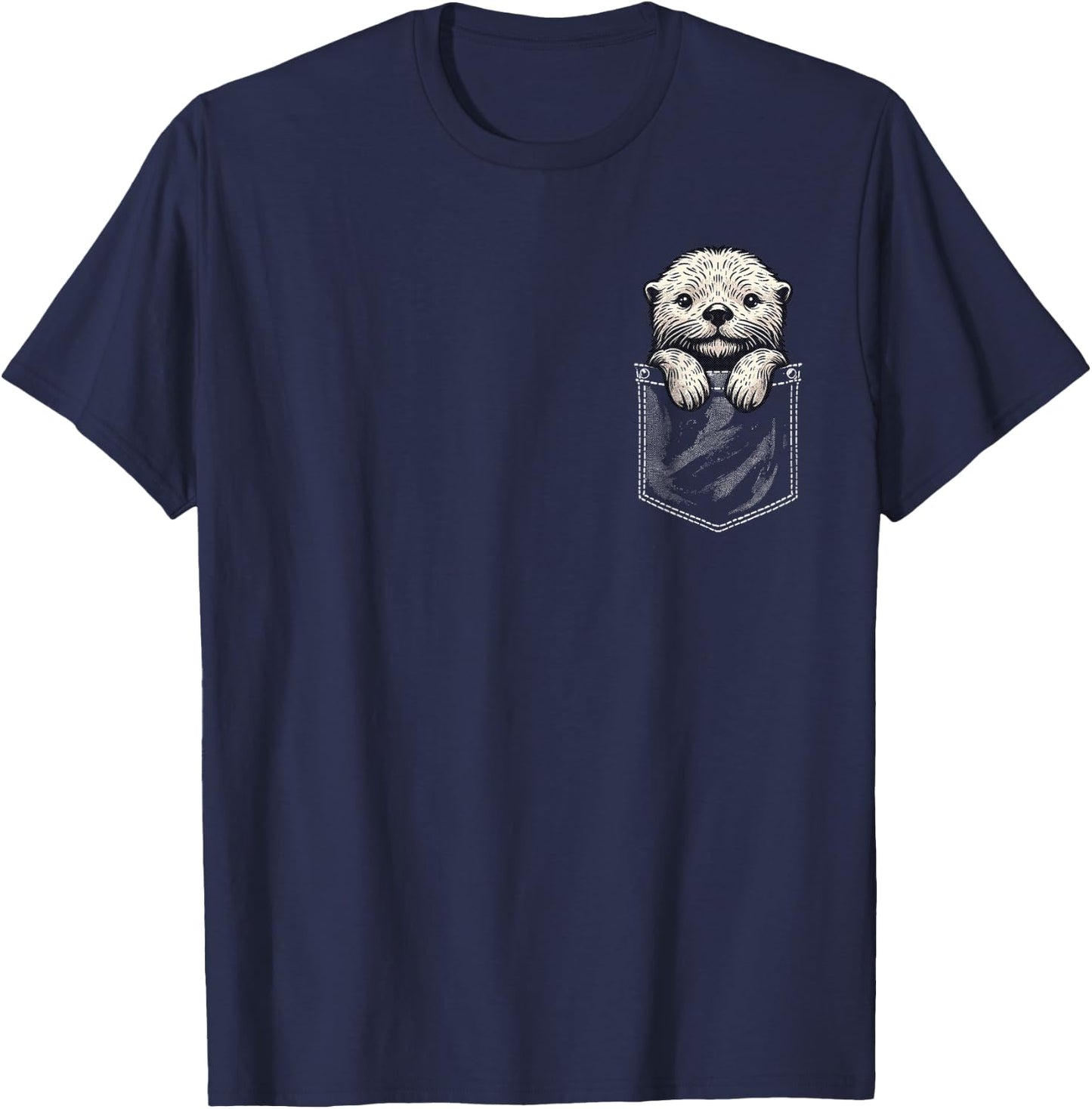 Sea Otter In Pocket Funny Cute Sea Otter Lover T-Shirt - T-Shirt | Navy