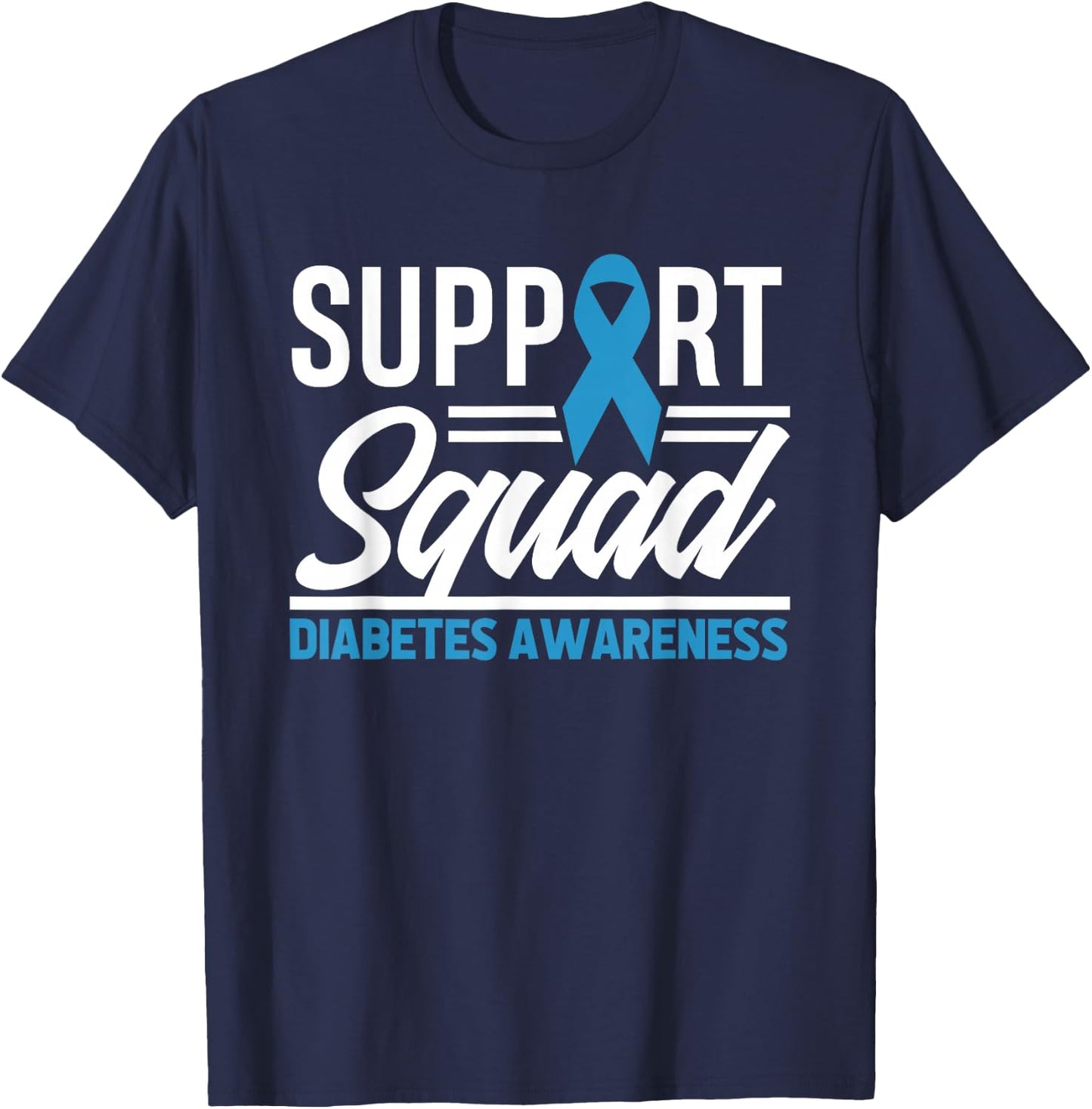 T1D T2D Warrior Support Squad Diabetes Awareness T-Shirt - T-Shirt | Navy