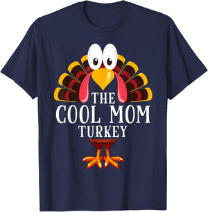 Thanksgiving The Cool Mom Turkey Matching T-Shirt - T-Shirt | Navy